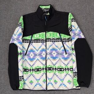 Alpine Design Full Zip Fleece Jacket Men's M‎ Aztec Design Black White Casual